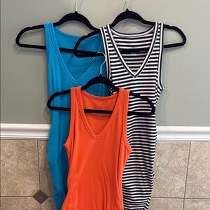 Stylish Women's Dresses - Orange, Blue, and Navy & White Stripes